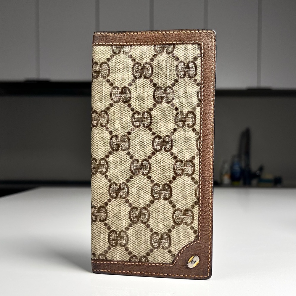Gucci Beige and Brown Wallet and check book